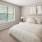 a bedroom with a bed and lamps